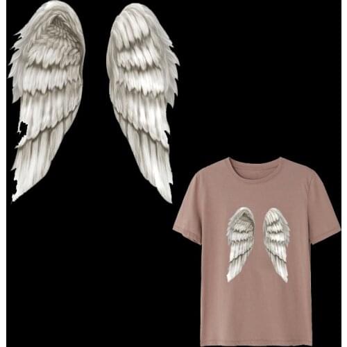 White Wing Girl Stripes Heat-Sensitive Patches Thermo Stickers On Clothes Iron On Transfers For Clothing Applique DIY Stickers