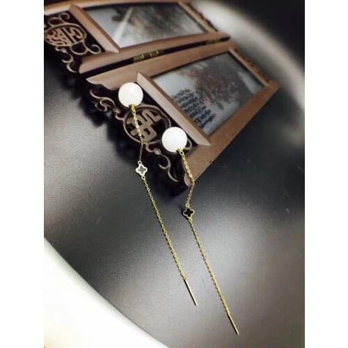 New Coming Luxury100% Jade Earring 925 Sterling Silver Fahshion Natural and Real Jade Earring