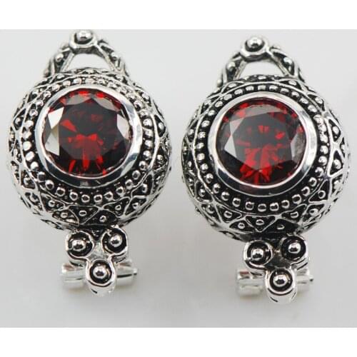 New Garnet Woman 925 Sterling Silver Crystal Earrings TE510