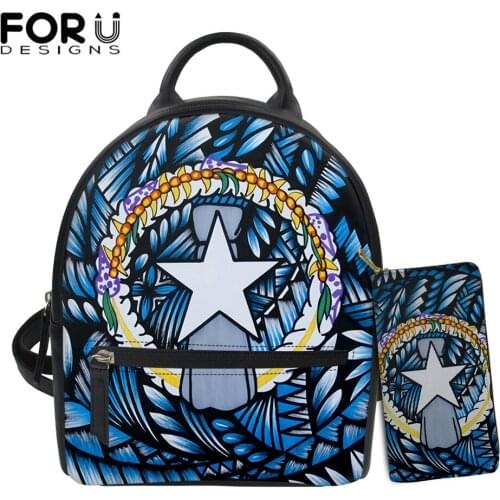 FORUDESIGNS 2021 New Trend Pu Back Pack Lady Cnmi Tribe Printed Designer Shoulder Bags for Women Girls Casual Mochila Sac Femme