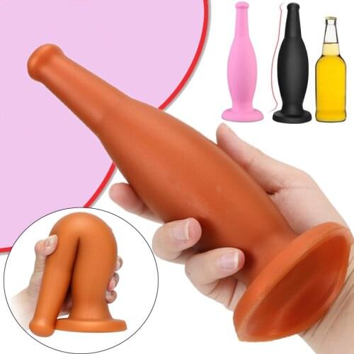 Wine Bottle-Shaped Huge Anal Butt Plug Sucker Dildo Anus Expansion Prostate Massager In-Depth G-Spot Masturbator Couple Sex Toys
