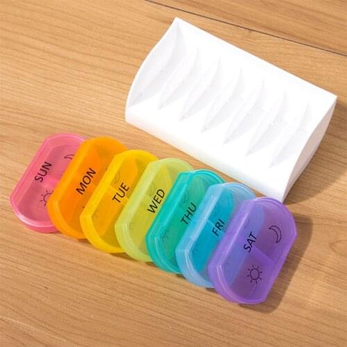 14 Grids Weekly Storage Pill 7 Day Medicine Tray Vitamin Tablet Case Box Organizer