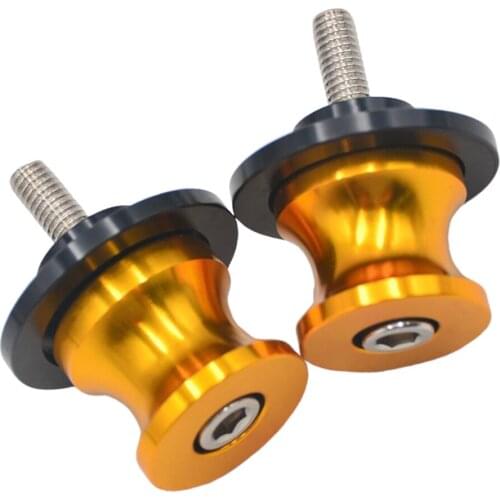 Pair Golden M6 6mm Swingarm Swing Arm Sliders Bobbins Screws Universal