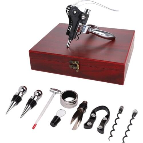 9Pcs Set Of Wine Corkscrew Wine Pourer Wine Stopper Wine Ring Tool Set Rabbit Knife Alloy Texture Sturdy Bar Kit
