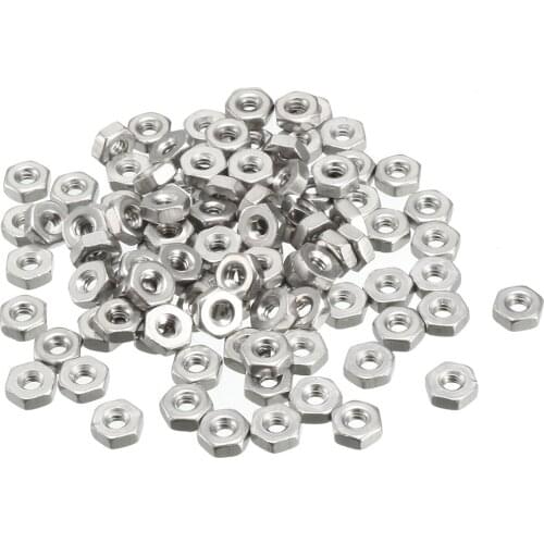 Uxcell 100 pcs 4#-40 Fine Thread Hexagon Nut 304 Stainless Steel Hexagon Hex Nut Silver Tone