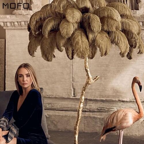 Modern Luxury Ostrich Feather Floor Lamp Nordic Decoration Home Standing Lamps for Living Room Villa Indoor Lighting Led Lights