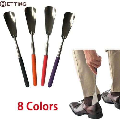 Telescopic Long Handle Shoe Horn Stainess Steel Shoe Spoon Flexible Long Handle Shoehorn Useful Shoe Lifter Shoe Spoon 27.5-75cm
