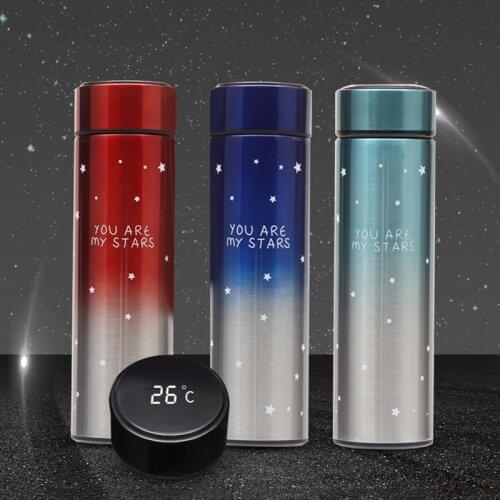 500ml Thermos Bottle LED Intelligent Double-Layer Vacuum Cup Insulated Stainless Steel Vacuum Flask Creative Star Thermal Cup