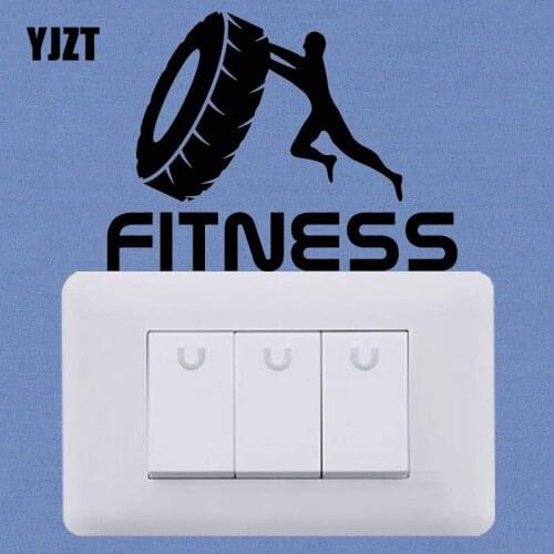 YJZT Fitness Training Gym Bodybuilding Sports Home Wall Decal Light Switch Sticker Vinyl 8SS2205