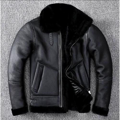 YR!Free shipping.2020 winter warm fur jacket.natural leather coat.genuine leather shearling clothing.thick wool clothes.B3 style