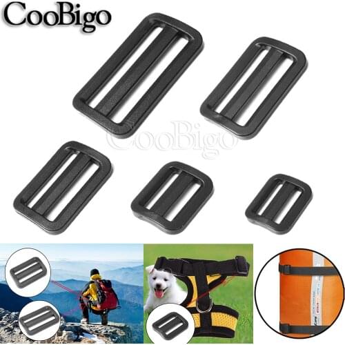 10pcs Curve Tri-Glide Slider Plastic Sliplock Buckle Black Adjustable for Straps Bag Webbing Size 20mm 25mm 32mm 38mm 50mm