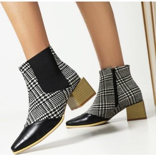 Designer Brand Luxury Women Shoes 2021 Plus Size 48 High Heels Ankle Boots Zip Platform Fashion Winter Party Chunky Boots 33-6