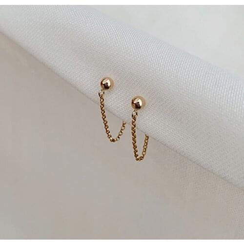 Ball Chain Earrings 925 Sterling Silver Minimalist Tiny Ball delicate Dangle Drop Earrings for Women Men Cute Female Jewelry