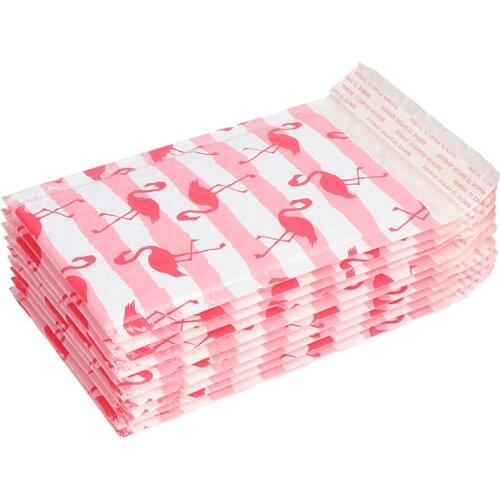 10pcs 125x180mm Self Packaging Shipping Bags Usable Space Teal Poly Bubble Mailer Flamingo Envelopes Gift Bag Padded Mailing Bag
