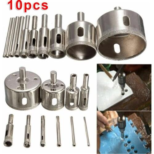 10pcs 3-50mm Diamond Tool Drill Bit Hole Saw Bit Set Glass Ceramic Marble Tile Kit For Woodworking Tool