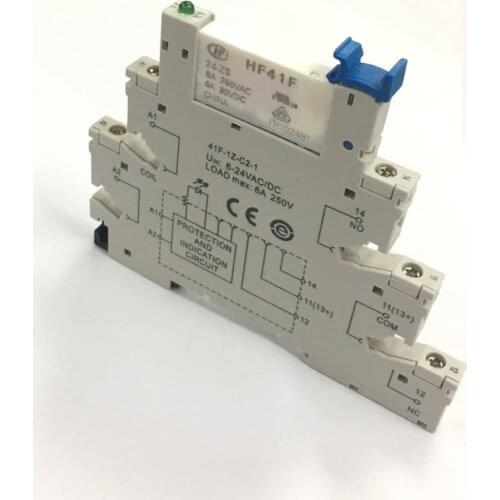 10PCS Hongfa HF41F PCB Relay 5 PIN Relay Socket 6-24V AC/DC 6A 41F-1Z-C2-1 for Heating Cooling Systems,Elevators