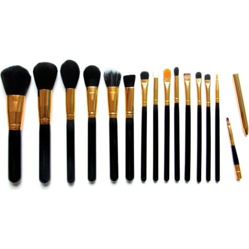15pcs Hot Sale Makeup Brushes Set Powder Foundation Eyeshadow Eyeliner Lip Brush Tool Black and Gold #B155