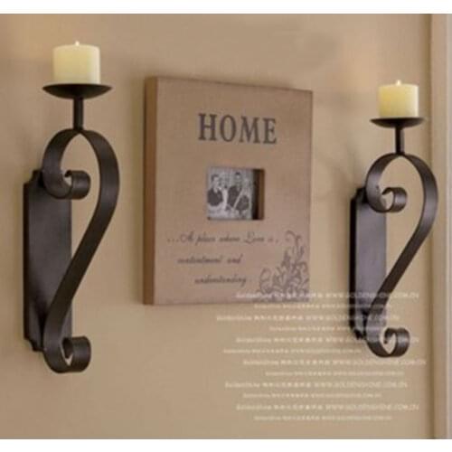 2pcs/pack European style wrought iron Candle Holder shelf Classic design Metal Candlesticks flat iron home accent