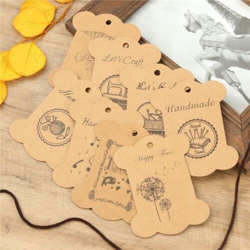 20pcs Handmade Kraft Thread Bobbin Spools Kraft Paper Cardboard Stitch Storage Holder Organizer Sewing Tools Garment Label Tag