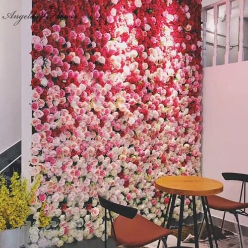 40*60cm Artificial flower wall wedding backdrop wall silk flower arrangement coffee shop party decor ceremony indoor studio pipe