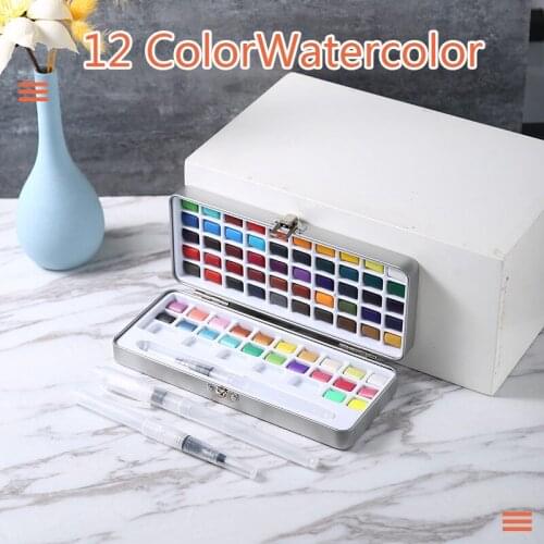 72 Colors Watercolor Pigments Set Solid Pigment Paints Portable Drawing Pigments with Water Brush for Beginner Art Supplies