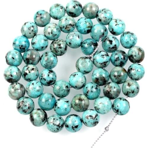 15"Strand Natural Stone Beads Smooth Black Spotted Marble Stone Beads Round Loose Spacer Beads For Jewelry Making Bracelet 8mm