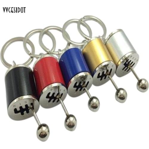 Car Keychain Gear Shift Knob Type Car Modified Key Ring Auto Metal Key Chain Keyring car-styling Red Yellow Silver Blue Black