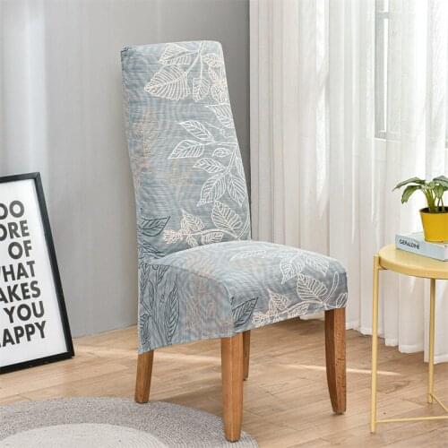 Extra Large XL Dining Chair Cover Natural Leaf Printed Stretch Spandex Elastic Long Back Chair Slipcover Case Big Size Banquet