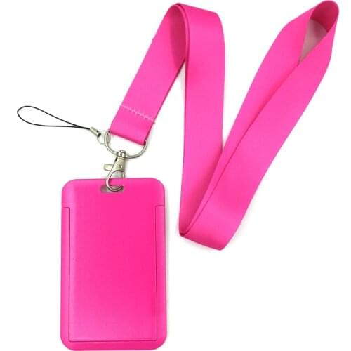 Pure Pink Color Key lanyard Car KeyChain ID Card Pass Gym Mobile Phone Badge Kids Key Ring Holder Jewelry Decorations