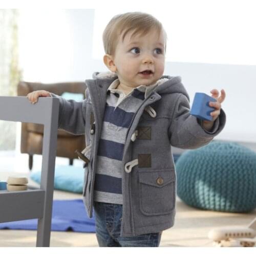 Childrens Clothing European And American Style Fall Clothes For Toddler Boy Horn Buckle Fleece Jacket 0-5 Years Old Kids Coat