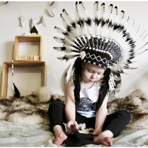 Baby Headwear Indian Chief Style Feather Baby Headdress Party Decoration Hat Baby Headgear Photography Props Baby Headwear