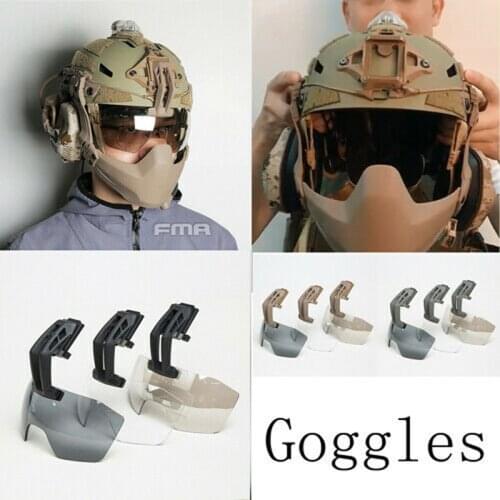FMA TB1361 3mm Thicken Anti Wind Fog Goggles Lens Visor w/ Fixed Arm For Shroud Mount Helmet