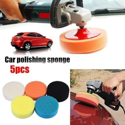 5Pcs 3/4/5/6/7 Inch Waxing Buffing Sponge Pad Polishing Rubbing Ruber Scouring Pad Power Scrub All Purpose for Car Repair