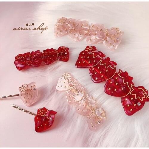 HZ 2019 New Japan Acetate Hair Clip Sweet Strawberry Hairgrip Lovely Lolita Barrette Hairpin Hair Accessories for Women Girl
