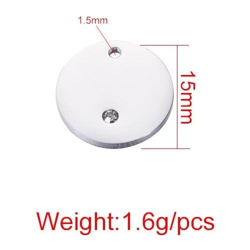 DIY necklace/bracelet jewelry 30pcs 15mm Creative mirror polished stainless steel round small pendant with drill accessories