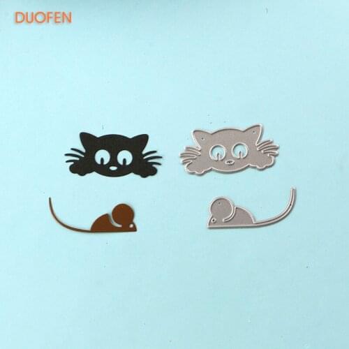 DUOFEN METAL CUTTING DIES Cat stencil for DIY papercraft projects Scrapbook Paper Album greeting cards paper work deco