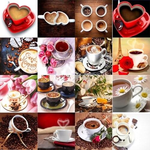 Newest 5d DIY diamond embroidery Full square daimond painting mosaic ,coffee scenery Rhinestone by numbers Wedding decoration BJ