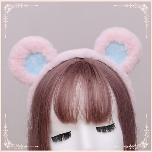 Plush Cute Women Bear Headband Lolita Kawaii Sweet Japanese Hair Hoops Anime Cosplay Accessories Lady Lovely Party Fashion New