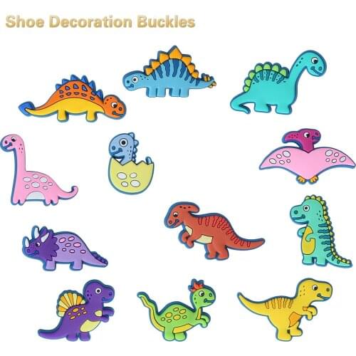 Single Sale 1pcs Shoe Charms Novel Dinosaur Shoe Accessories Cute Garden Shoe Decoration for croc Buckle Kids Party X-mas Gift