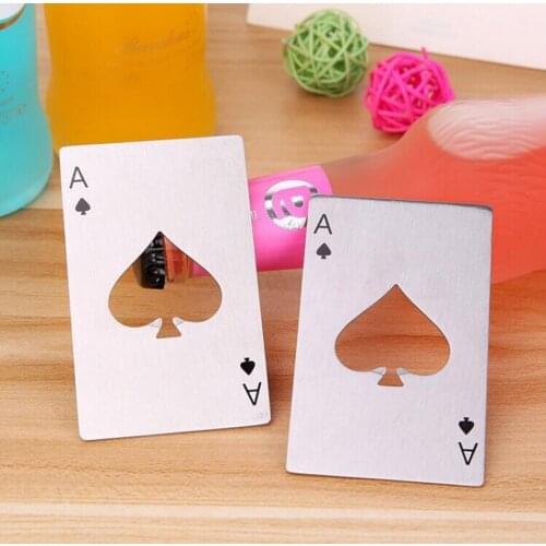 10pcs/lot Poker Card Spades Beer Bottle Opener Personalized Stainless Steel Bottle Opener Bar Tool Black/Silver