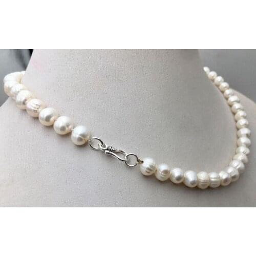 7x8mm white baroque round pearl necklace hook clasp natural Freshwater PEARL Women Jewelry 35cm 43cm 15'' 17