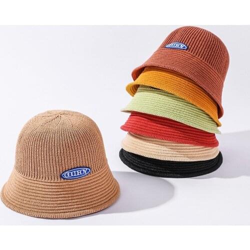 Womens Bucket Hat Cap Hats For Women South Korea Spring Summer New Linen Knitted Korean Versatile Fashion Sun Foldable Basin