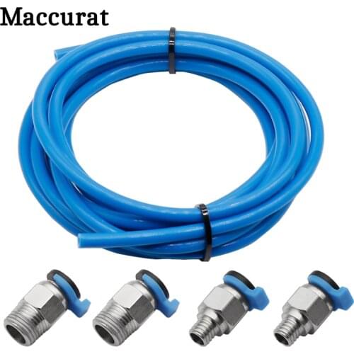PC4-M6 Pneumatic Connector With 2M PTFE Teflonto Tube 2*4MM For ender 3 Upgrade Kit 3D Printer Parts 1.75mm Bowden Extruder