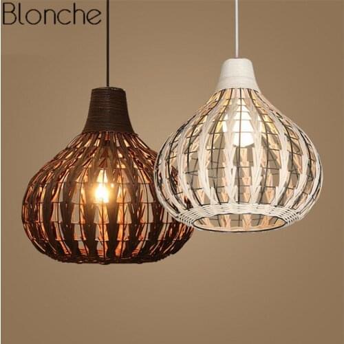 Southeast Asia Bamboo Rattan Pendant Lights Wicker Led Hanging Lamp for Restaurant Kitchen Indoor Light Fixtures Decor Luminaire