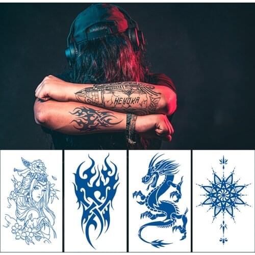 10Pcs/Set Semi Permanent Temporary Tattoo Stickers Arm Leg Fake Tattoo Juice Ink Waterproof Tattoos Sticker For Men Women