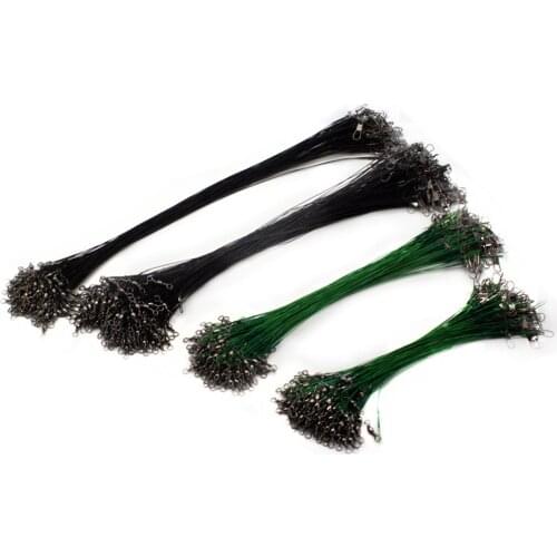 20pcs Anti Bite Steel Fishing Wire Leaders Nylon-Coated Lines & Swivels and Snaps Fishing Accessories Leash Fishing Leader Wire