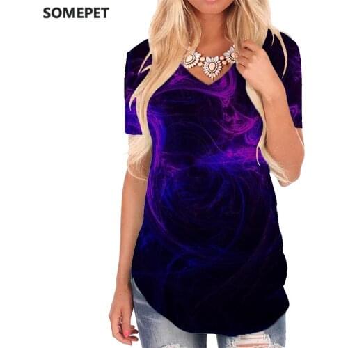 SOMEPET Psychedelic T Shirt Women Abstract Shirt Print Graphics Tshirts Printed Creativity V-neck Tshirt Womens Clothing Hip hop