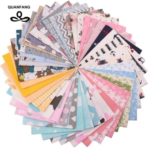 QUANFANG 44pcs/lot Printed Twill Cotton Fabric For Patchwork DIY quilts Cloth Quilting Sewing Baby Fat Quarters Cartoon Series
