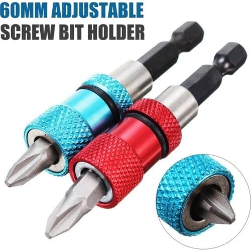 Adjustable 1/4'' Hex Shank Magnetic Type Long Screwdriver Flexible Bit Extension Holder Limit Extension Drywall Screw BiT Tip