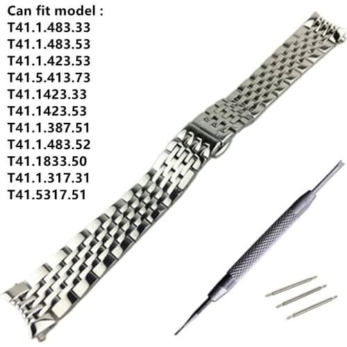 19mm 20mm Watch Strap For Tissot 1853 T41 Lelocle Watches Stainless Steel Watch Band Bracelet Male Butterfly Buckle Watchband